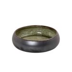 *DISCONTINUED - ESPIEL - PEBBLE GREEN/BLACK ROUND BOWL 19.5 x 5.5 CM