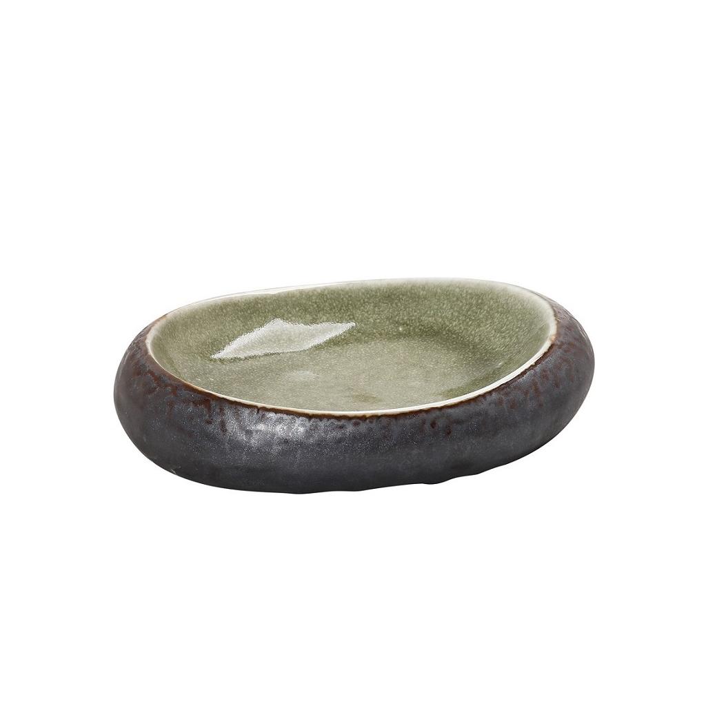 GMT115.jpg *DISCONTINUED - ESPIEL - PEBBLE GREEN/BLACK PLATE 23 x 17 x 4.5 CM - Image 1