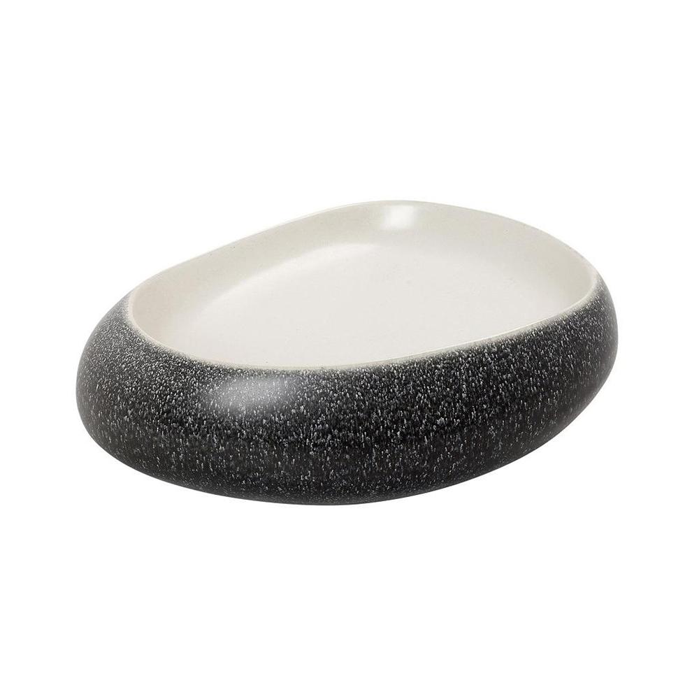 GMT118.jpg *DISCONTINUED - ESPIEL - PEBBLE GREY/BLACK PLATE 23 x 18 x 7 CM - Image 1