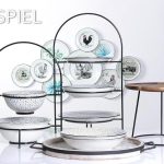 *DISCONTINUED - ESPIEL - 2 TIER STAND METALLIC BLACK H: 22 CM - PLATES WITH BASE 13-15 CM