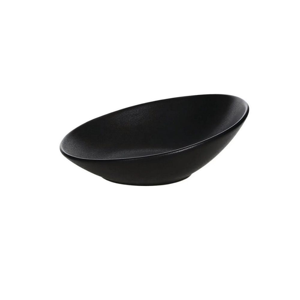 JP120250779.jpg TOGNANA - JAP MAT BLACK SLANTING OVAL BOWL 25 x 18 CM / 450 ML - Image 1