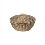 ESPIEL - SYNTHETIC RATTAN ROUND BASKET WITH LID BEIGE 23 x 15 CM