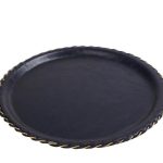 ESPIEL - LEATHER ROUND TRAY NAVY 34 x 1.5 CM