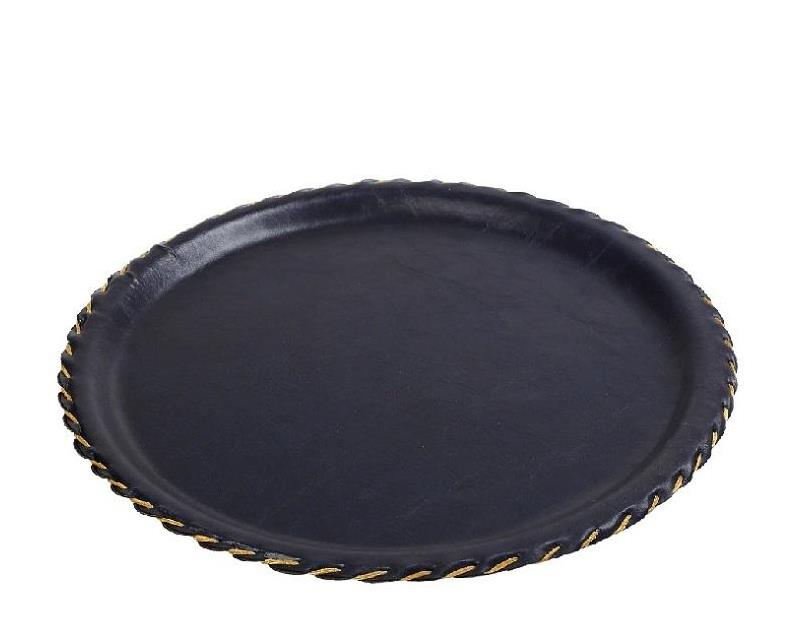 LTB33.jpg ESPIEL - LEATHER ROUND TRAY NAVY 34 x 1.5 CM - Image 1