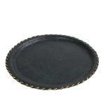 ESPIEL - LEATHER ROUND TRAY DARK GREEN 34 x 1.5 CM