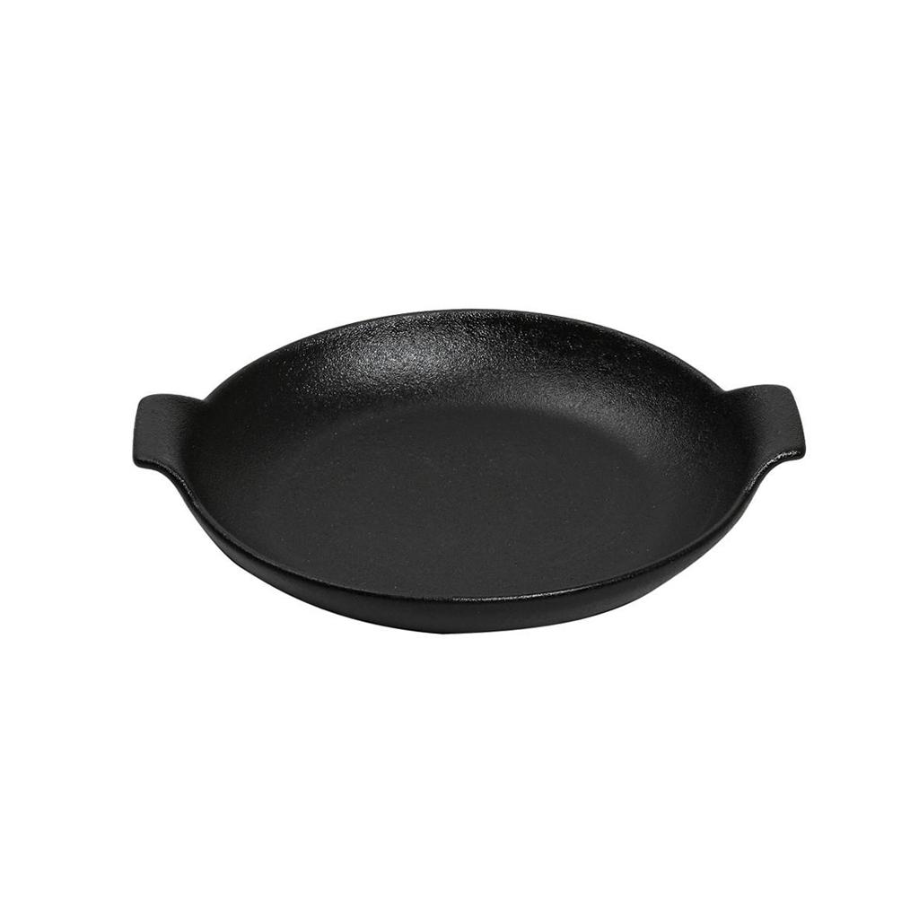 NOL114K2.jpg ESPIEL - LAVA STONEWARE BLACK ROUND EARED DISH 21 x 17 x 5.2 CM 209407 - Image 1