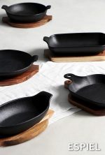 ESPIEL - LAVA STONEWARE BLACK ROUND EARED DISH 21 x 17 x 5.2 CM 209407 - Image 2