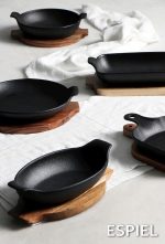 ESPIEL - LAVA STONEWARE BLACK ROUND EARED DISH 21 x 17 x 5.2 CM 209407 - Image 3