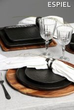 ESPIEL - LAVA STONEWARE SQUARE PLATE BLACK 26 x 26 x 2.3 CM - Image 3