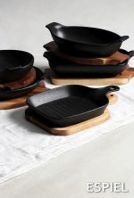 ESPIEL - LAVA STONEWARE BLACK OVAL EARED DISH 24 x 12.8 x 5.8 CM - Image 3
