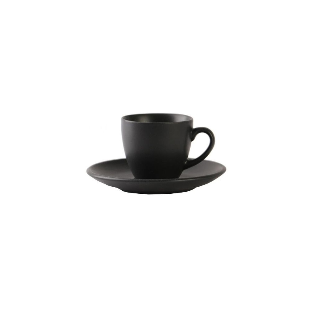 OW2049K6.jpg ESPIEL - MORGAN BLACK MATT ESPRESSO CUP WITH SAUCER 12 x 6.5 CM / 90 ML - Image 1