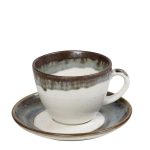 ESPIEL - REACT. GREEN ESSENTIALS TEA CUP WITH SAUCER 16 x 8 CM / 400 ML