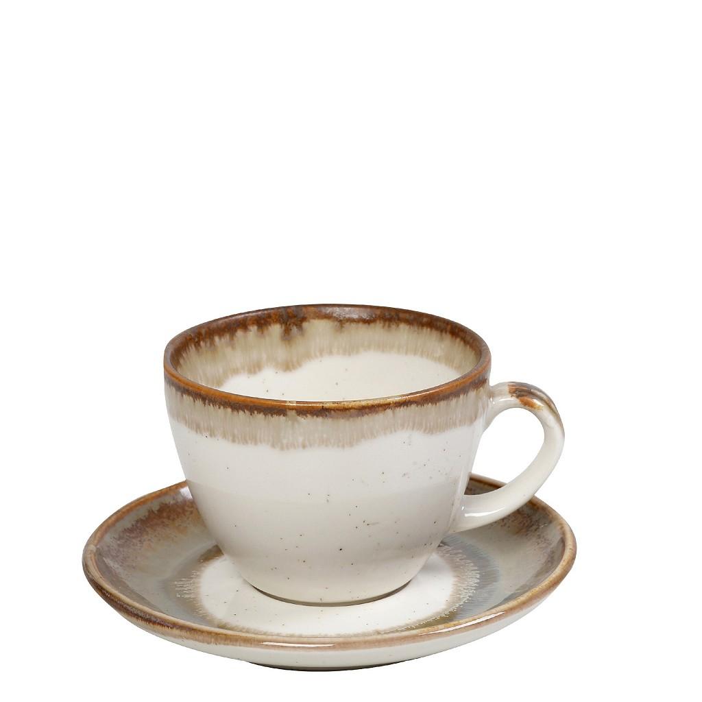 OWQ102K6.jpg ESPIEL - REACT. BEIGE ESSENTIALS CAPPUCCINO CUP WITH SAUCER 14 x 7.5 CM / 220 ML - Image 1
