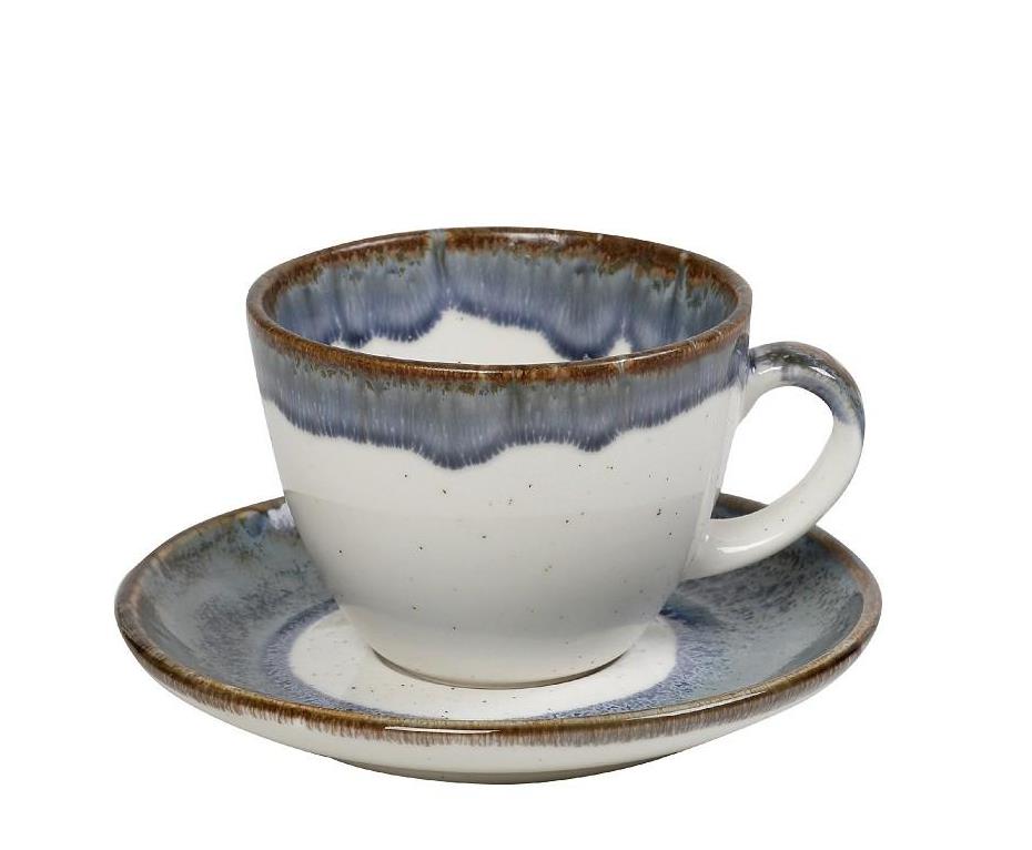 OWR102K6.jpg ESPIEL - REACT. BLUE ESSENTIALS CAPPUCCINO CUP WITH SAUCER 14 x 7.5 CM / 220 ML - Image 1