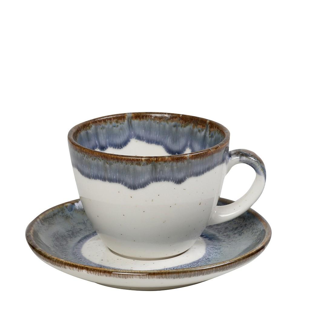 OWR103K6.jpg ESPIEL - REACT. BLUE ESSENTIALS TEA CUP WITH SAUCER 16 x 8 CM / 400 ML - Image 1