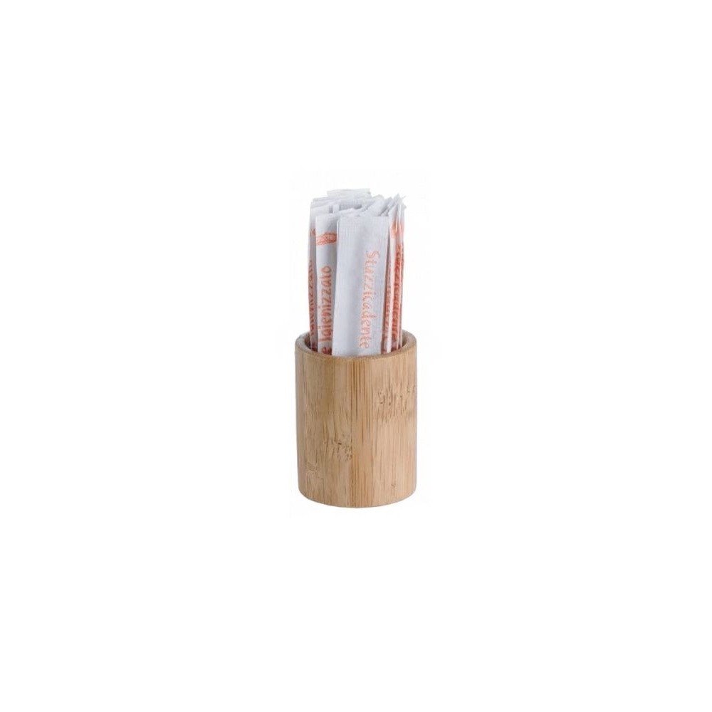 S0106.jpg LEONE - BAMBOO TOOTHPICK HOLDER ROUND 3.5 x 4.5 CM - Image 1