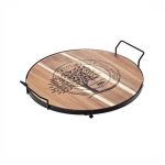 *DISCONTINUED - LEONE - ACACIA ROUND BOARD WITH HANDLES ø35 x 7 CM
