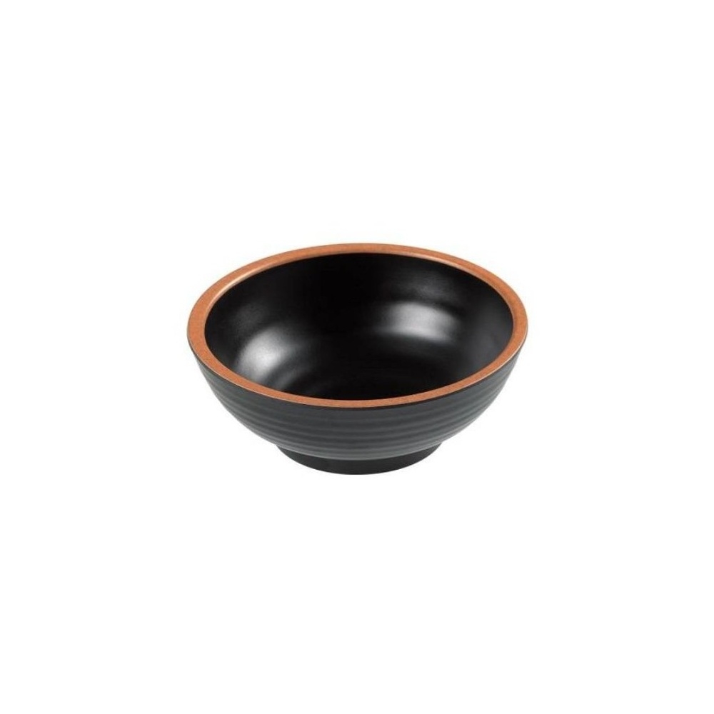 T8234.jpg LEONE - MELAMINE BLACK/TERRACOTTA ROUND BOWL 14.7 x 5.5 CM - Image 1
