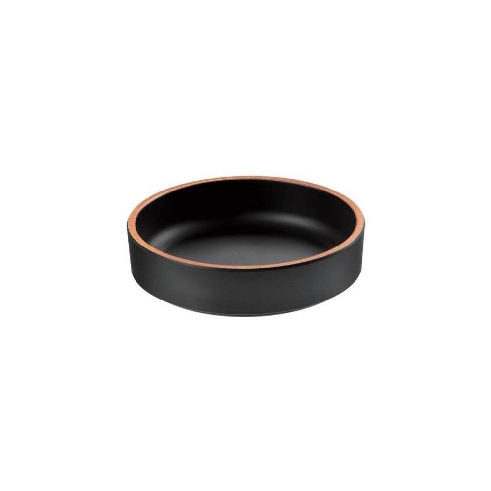 T8237.jpg LEONE - MELAMINE BLACK/TERRACOTTA ROUND BOWL 15.3 x 4.3 CM - Image 1