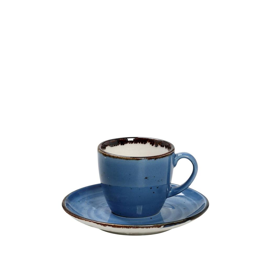 TLF112K6.jpg ESPIEL - TERRA BLUE ESPRESSO CUP WITH SAUCER 12 x 6 CM / 90 ML - Image 1