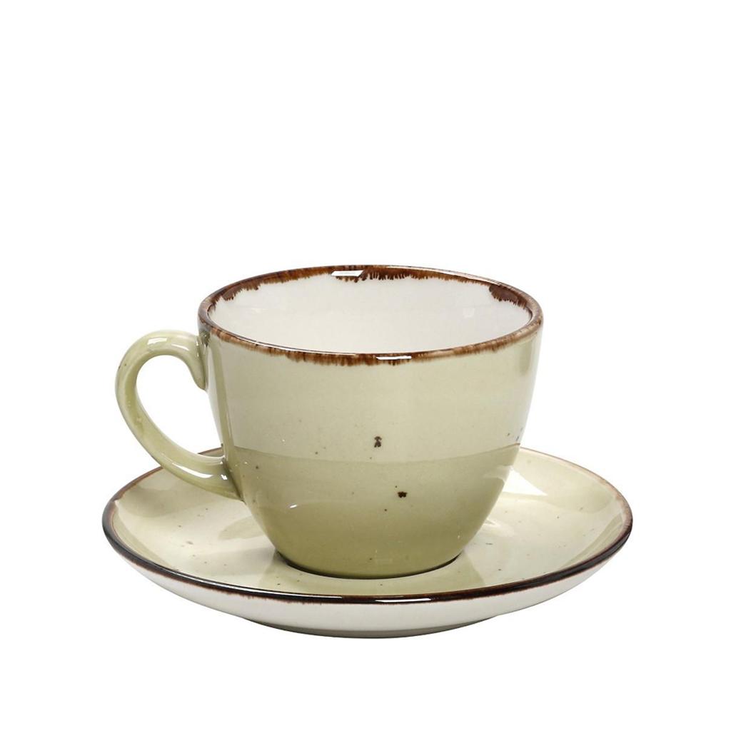 TLH110K6.jpg ESPIEL - TERRA GREEN MIGHTY CUP WITH SAUCER 16 x 8 CM / 350 ML - Image 1