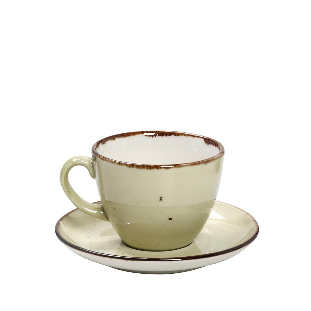 TLH111K6.jpg *DISCONTINUED - ESPIEL - TERRA GREEN MIGHTY CUP WITH SAUCER 14 x 7.5 CM / 220 ML - Image 1