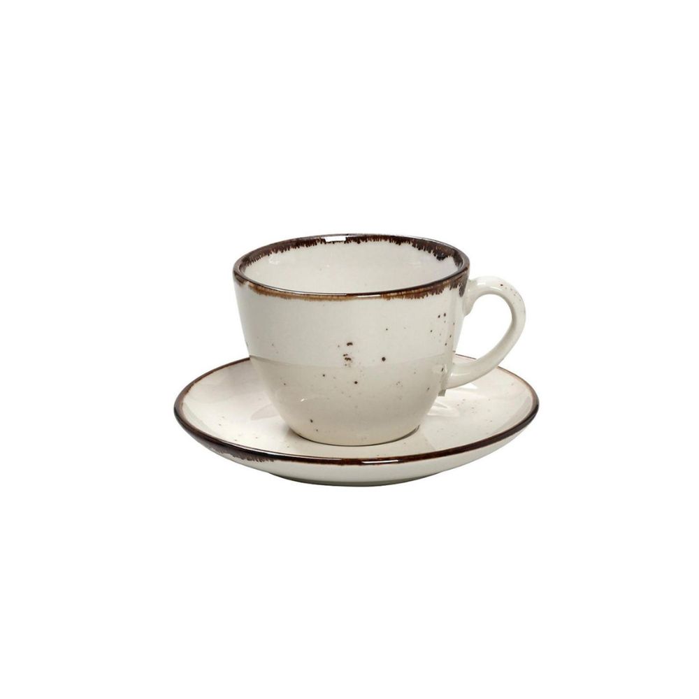 TLK110K6.jpg *DISCONTINUED - ESPIEL - TERRA CREAM MIGHTY CUP WITH SAUCER 16 x 8 CM / 350 ML - Image 1