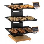 GB - TOTEM 6 TIERS BLACK MATT STEEL STAND WITH WOODEN BASE WITHOUT TRAYS 24 x 33 x 53 CM - Image 2