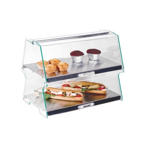 VRP01-2P.jpg GB - CONTEMPORARY TWO LEVEL SHOW CASE WITH TILT DOORS AND ST/ST BASE 50 x 30 x 45 CM - Image 1