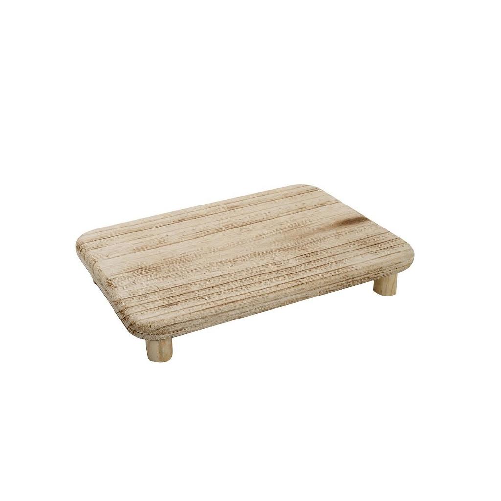 XYP224.jpg ESPIEL - WODDEN TRAY NATURAL WITH FEET 30 x 20 x 5.5 CM 247218 - Image 1