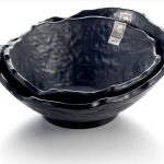 GC - BLACK MELAMINE SLANTED GROOVY SALAD BOWL 24 CM