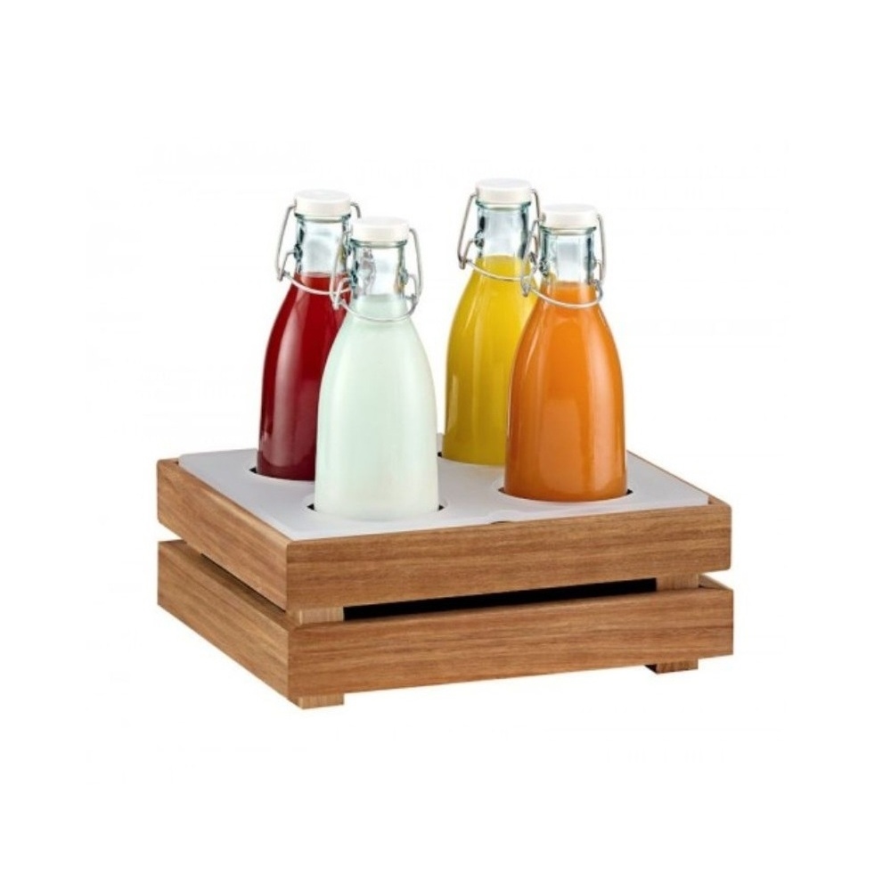 YLV03-30-WG.jpg GB - CRATE COMBO COOLING MODULE 4 x 1 L WITH GN 1/2 ACACIA WOOD BASE PLUS FROST ACRYLIC BASE - Image 1