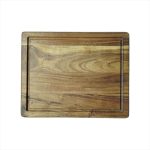 ASH - ACACIA WOOD SERVING BOARD WITH GROOVE 35 x 28 CM