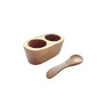 ASH - ACACIA WOOD SALT  PEPPER DISH WITH SPOON