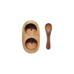 ASH - ACACIA WOOD SALT  PEPPER DISH WITH SPOON - Image 2