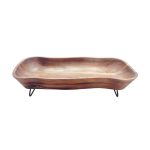 ASH - ACACIA WOOD SERVING TRAY WITH METAL FEET 40 x 20 x 9 CM
