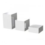 GB - SET OF 3 PORCELAIN WHITE ACRYLIC CUBES 20 x 8 - 20 x 16 - 20 x 24 CM