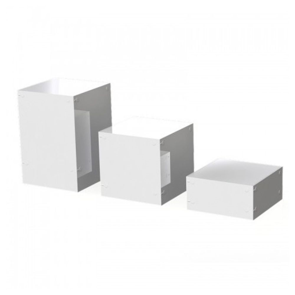 ACB02-20-S1WH.jpg GB - SET OF 3 PORCELAIN WHITE ACRYLIC CUBES 20 x 8 - 20 x 16 - 20 x 24 CM - Image 1