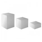 GB - SET OF 3 PORCELAIN WHITE ACRYLIC CUBES 25 x 12 - 25 x 24 - 25 x 36 CM