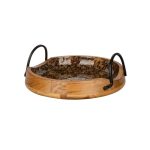 BUFFET CHOICE - ACACIA WOODEN DEEP TRAY WITH HANDLES BLACK DESIGN 30 x 12.5 CM