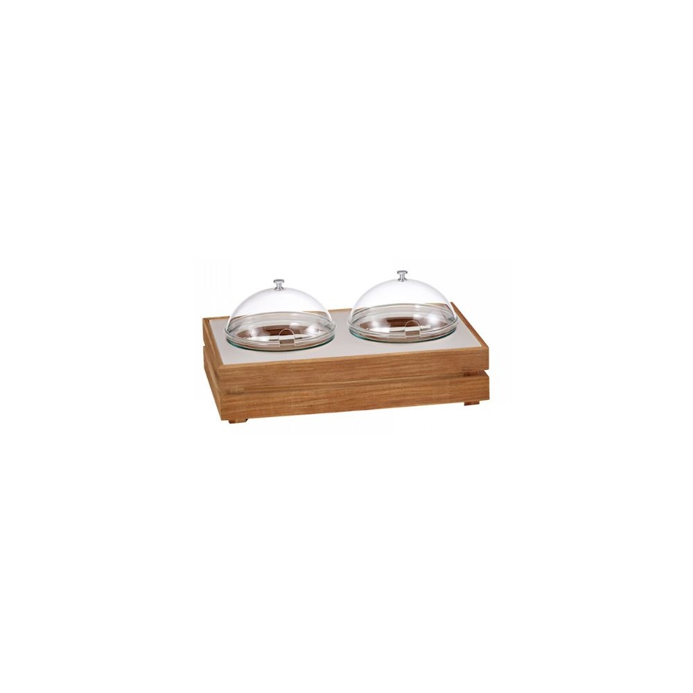 YLV03-25-WG.jpg GB - CRATE COOLING BOWLS MODULE 2 x 2.5 L GN 1/1 SOLID ACACIA WOOD PLUS FROST ACRYLIC BASE - Image 1