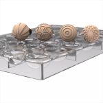 SILIKOMART - SEMISFERA01 + CHOCO STAMP A CH013 TRITAN MOULD N.24 ⌀31 H: 16 MM + 4 STAMPS HAN - Image 3