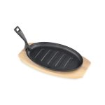 GTSA - CAST IRON SERVING PAN WITH WOODEN TRAY 27 x 17.5 x 2 CM