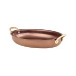 GTSA - OVAL PLATTER MATT COPPER WITH BRONZE HANDLES 30 x 21 x 4 CM