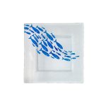 GLS - BLUE FISHES GLASS SQUARE PLATE 21 x 21 CM