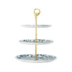 GLS - 3-LAYER FLOWER TRIBAL GLASS ETAGERE NAVY BLUE/WHITE 21-24-27 CM - Image 2