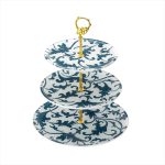 GLS - 3-LAYER FLOWER TRIBAL GLASS ETAGERE NAVY BLUE/WHITE 21-24-27 CM - Image 3