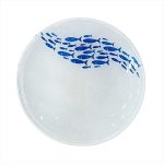 GLS - BLUE FISHES GLASS DOME COUPE PLATE 29.5 x 5 CM