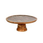 BUFFET CHOICE - ACACIA WOODEN CAKE STAND FOOTED BLACK DESIGN  32.5 x 12.5 CM