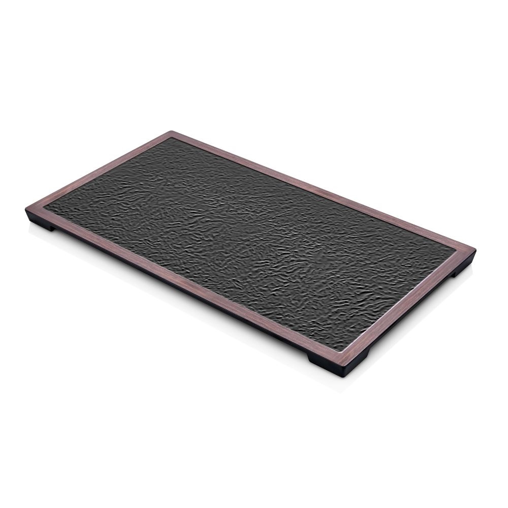 0747149.jpg XM - MELAMINE BLACK WOOD EFFECT RECTANGULAR PRESENTATION PLATTER 52.5 x 32 CM - Image 1